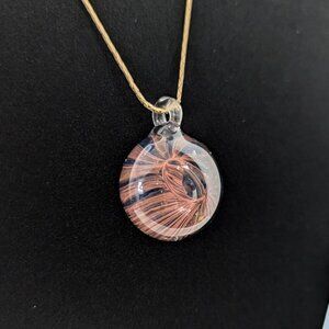 (2/$20) Vintage Red Strand Art Glass Pendant